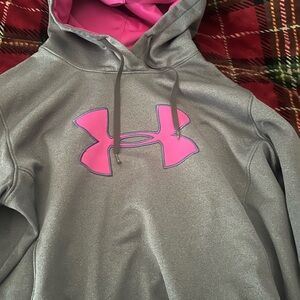 Under Armour Gray Hoodie with Pink Logo and Lining
